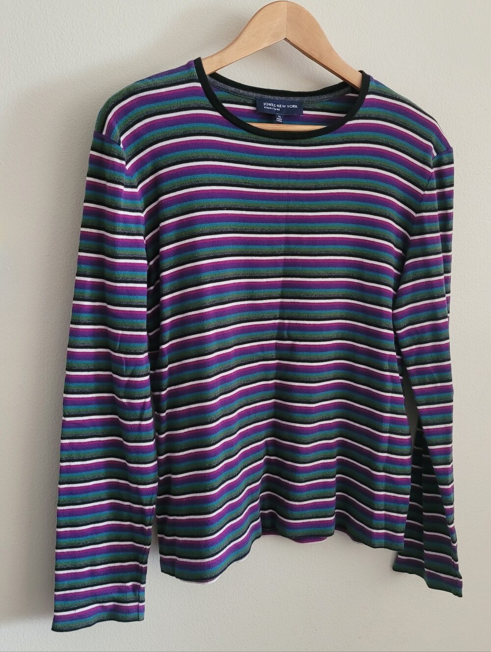 JNY 100% Cotton Multicolor Striped Long Sleeve Top, Women's XL